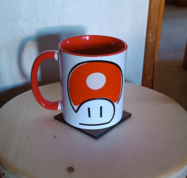 Colección Reino Champiñón – piezas artesanales con ilustraciones retro y pixeladas dibujadas a mano