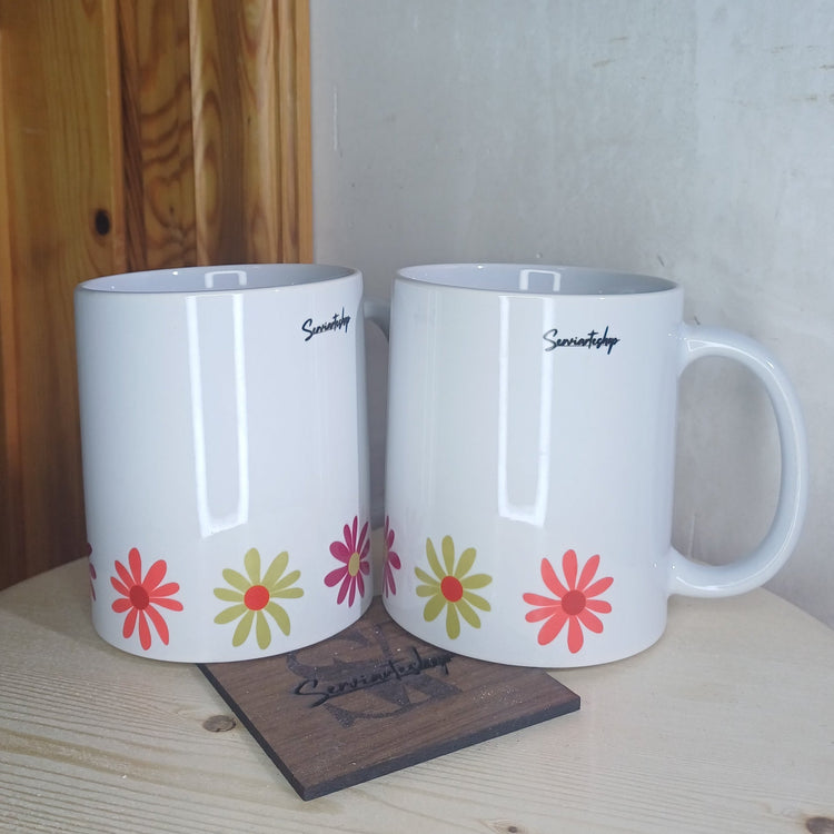 Colección Trama Viva – tazas y piezas florales artesanales con ilustraciones dibujadas a mano