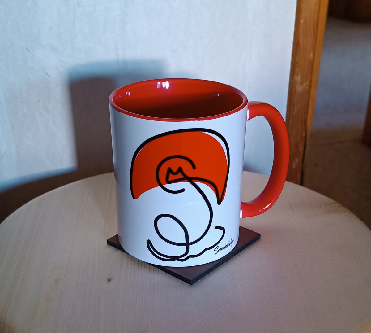 Taza cerámica Reino Champiñón con presentación artesanal, colección videojuegos SerViArte
