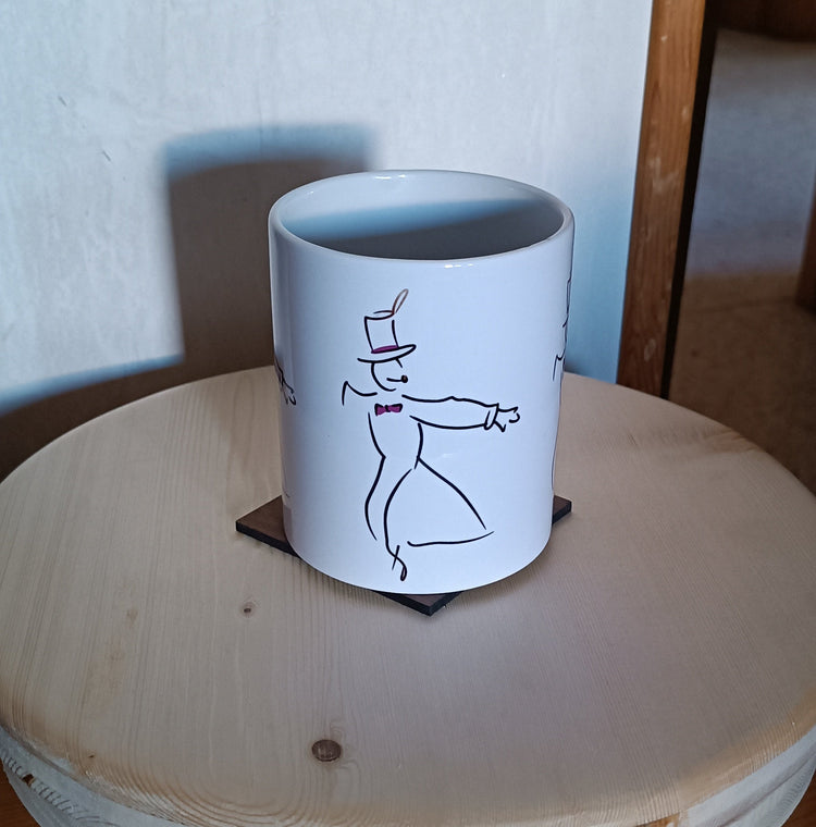 Vista superior taza cerámica Esencia del Bosque con ilustración hecha a mano – SerViArte