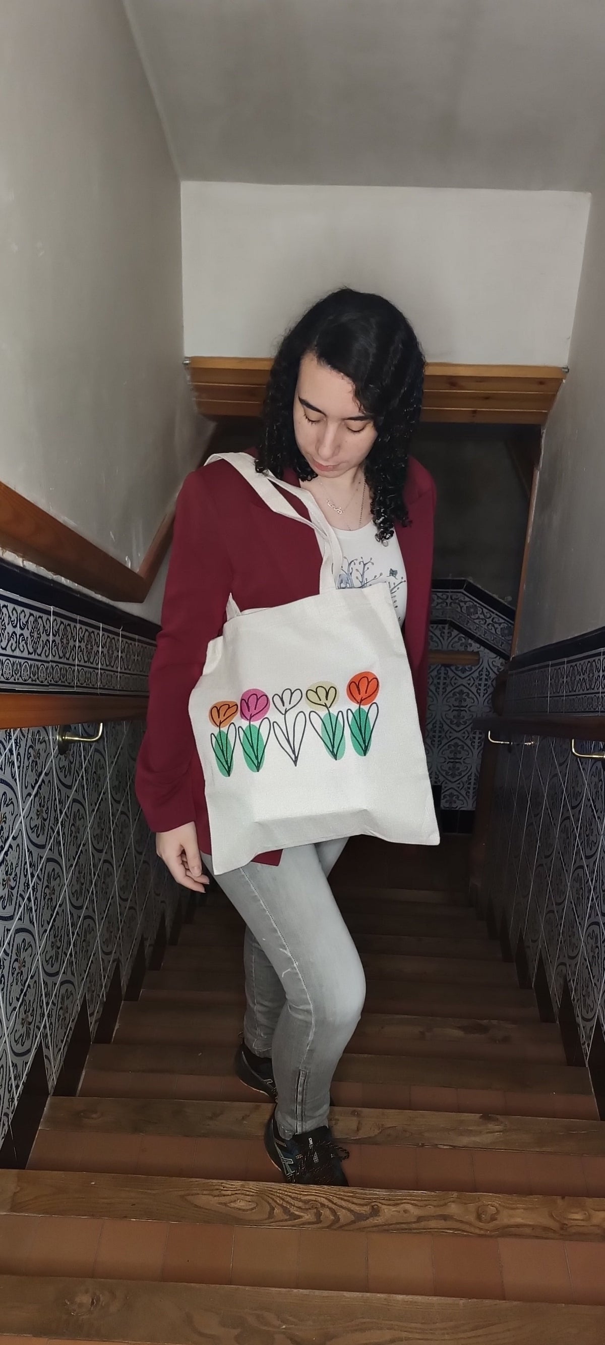 Tote bag Botánica Cotidiana en color natural, ilustración minimalista SerViArte