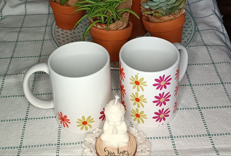 Colección de tazas florales Trama Viva con ilustraciones dibujadas a mano – SerViArte