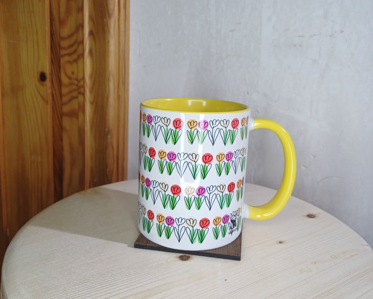 Taza cerámica Trama Viva con ilustración botánica única hecha a mano – SerViArte