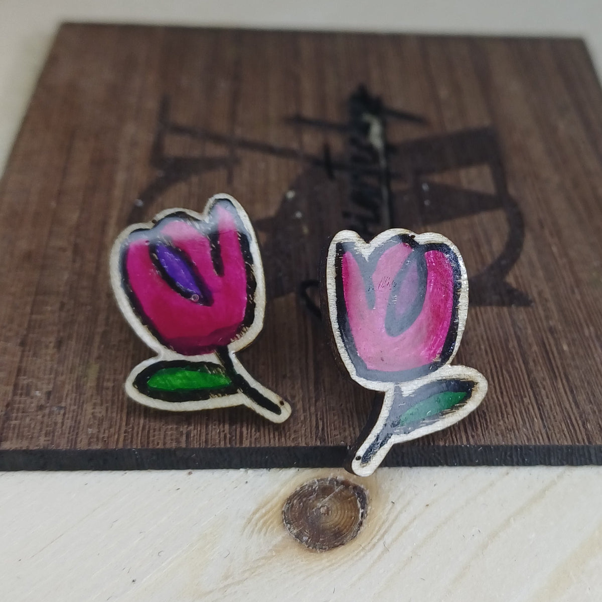 Pendientes Florales Pintados a Mano · Colección Trama Viva