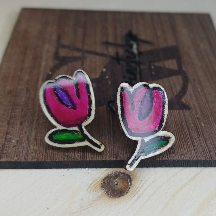 Pendientes Florales Pintados a Mano · Colección Trama Viva