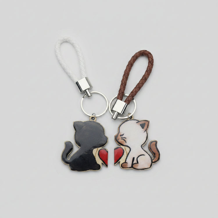 Pack de 2 llaveros gatito artesanales dibujados a mano para regalar – SerViArte