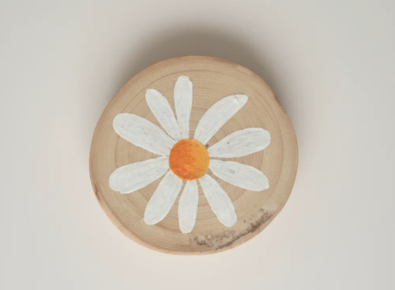 Posavasos artesanales Trama Viva con ilustraciones florales únicas en madera natural