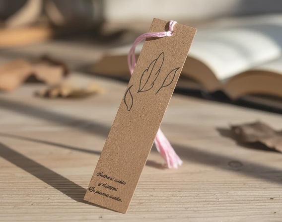 Marcapáginas de madera artesanales con ilustraciones emocionales dibujadas a mano