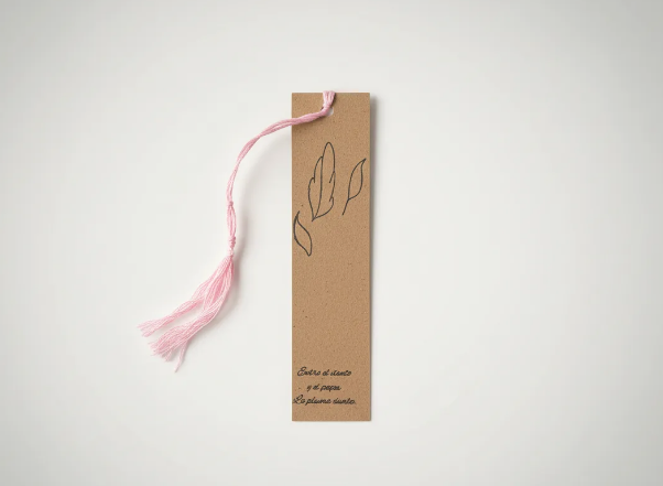 Marcapáginas de madera artesanal con ilustración emocional sobre fondo claro SerViArteShop