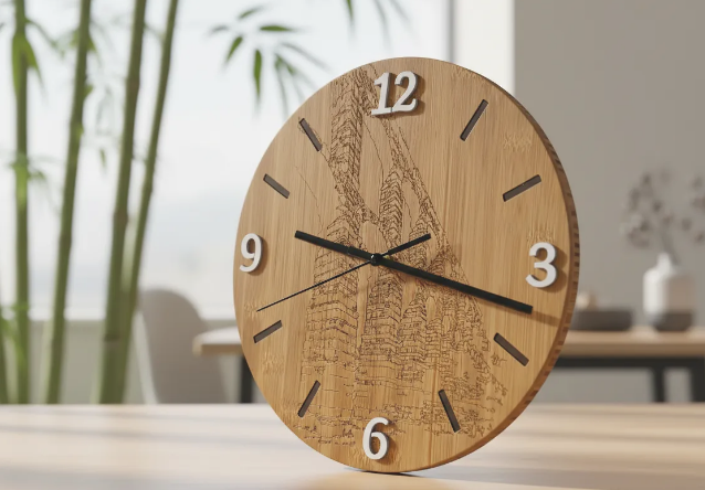 Reloj de pared de bambú con Catedral de Segovia pintada a mano – SerViArteShop