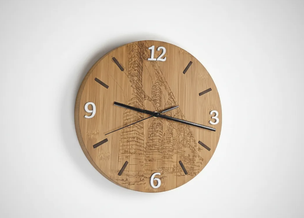 Reloj de bambú con panorámica de Segovia pintada a mano, artesanía SerViArteShop