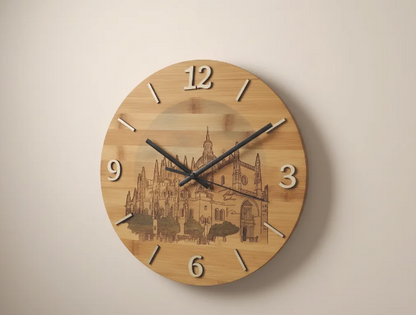 Relojes de pared de bambú de Segovia – Acueducto, Alcázar y Catedral, pintados a mano