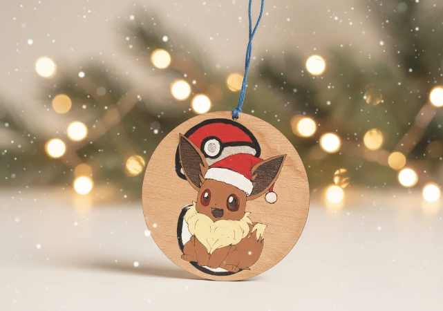 Bola de Navidad Pokémon en madera artesanal con Psyduck grabado – SerViArte