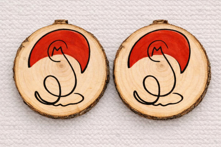 Pack de 2 posavasos Reino Champiñón en madera artesanales con ilustración retro