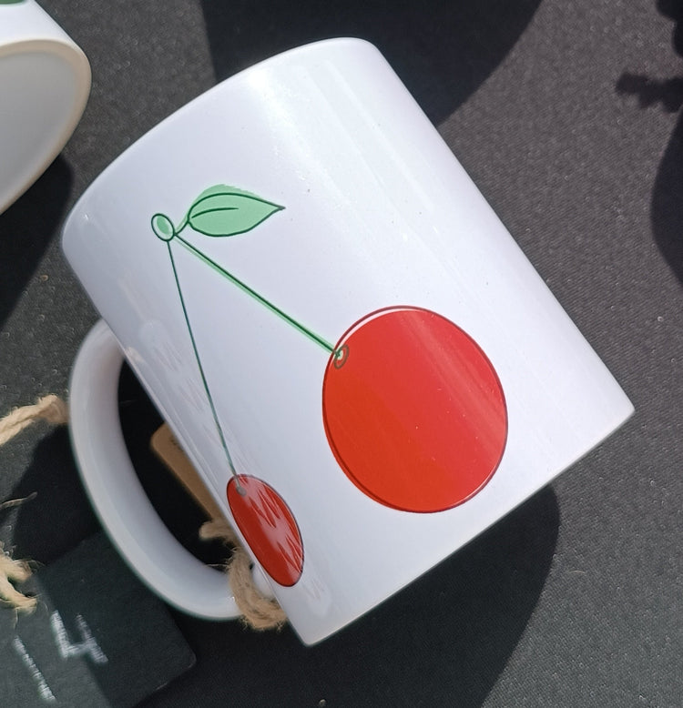 Taza cerámica Paraíso con ilustración de frutas tropicales hecha a mano – SerViArte