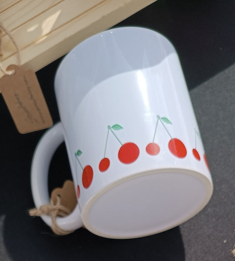 Taza artesanal Paraíso con frutas de verano dibujadas a mano – SerViArteShop