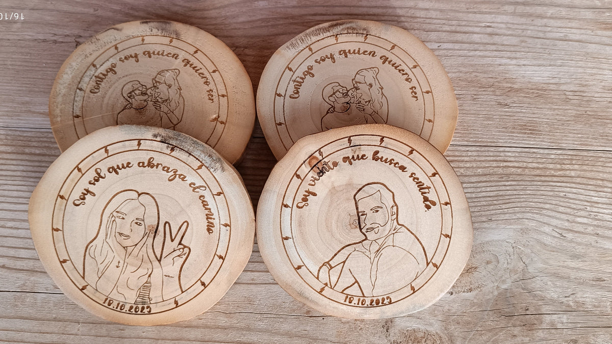 Pedido personalizado artesanal en madera reciclada con ilustración dibujada a mano