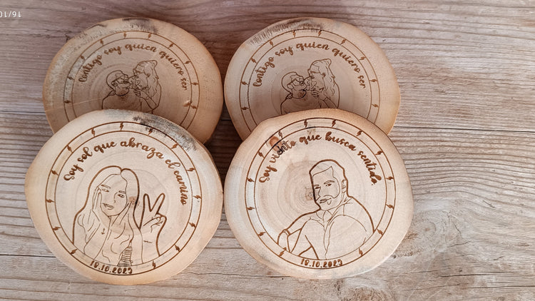 Pedido personalizado artesanal en madera reciclada con ilustración dibujada a mano