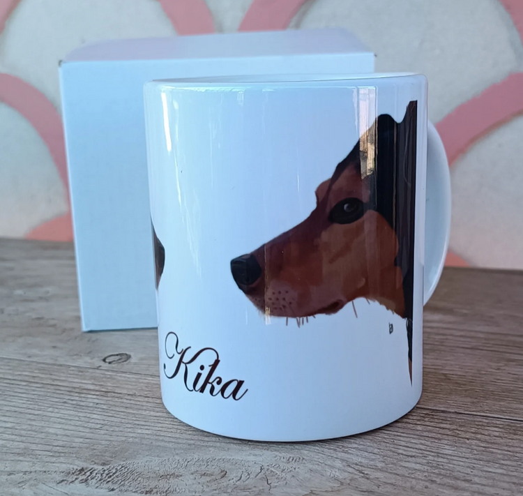 Taza personalizada artesanal con retrato de mascota dibujado a mano – SerViArte