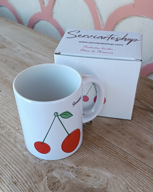 Taza de cerezas minimalista