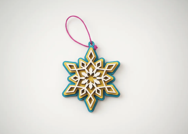 adorno navidad copo de nieve pintado a mano hecho en la laser 3d