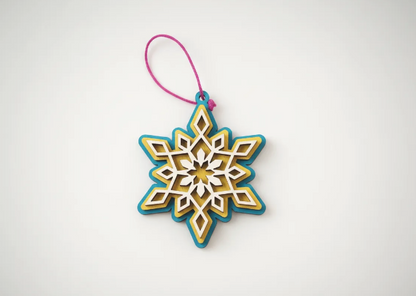 adorno navidad copo de nieve pintado a mano hecho en la laser 3d