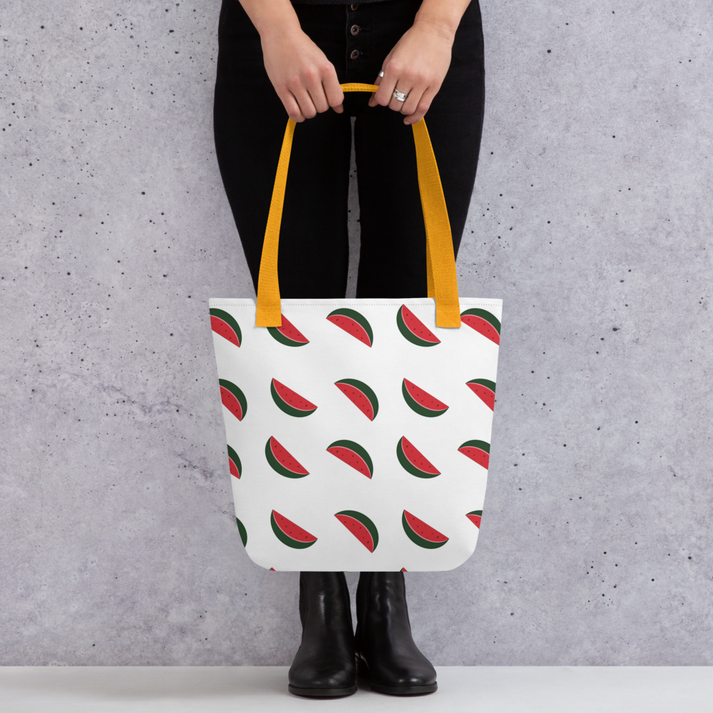 Tote bag Sabor a Verano en amarillo con ilustración de sandía artesanal – SerViArte Segovia