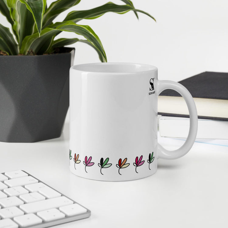 Taza Hojas Amables con acabado brillante y diseño de hojas coloridas – cerámica SerViArte