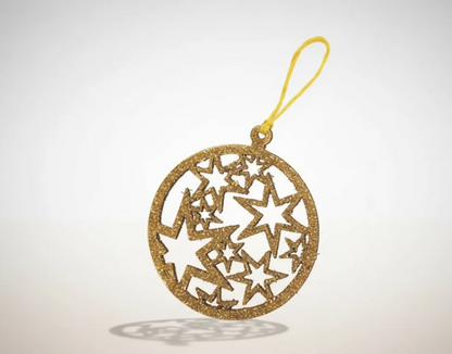 adorno navidad bola del arbol para colgar en el arbol, purpurina dorada