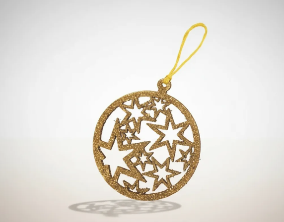 Bolas de Navidad artesanales en madera contrachapada grabadas con láser y pintadas a mano