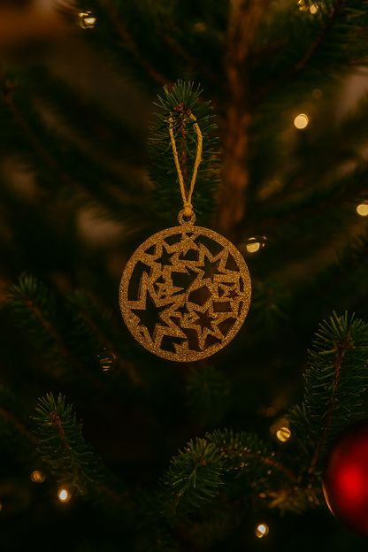 adorno navidad purpurina dorada estrellas, adorno para colgar en el arbol, navidad