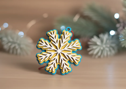 copo de nieve pintado 3d cortado a laser