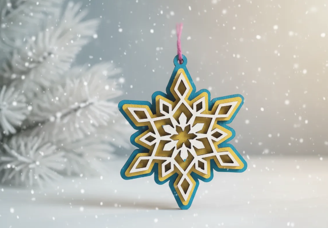 Adorno navidad pintado a mano copo de nieve