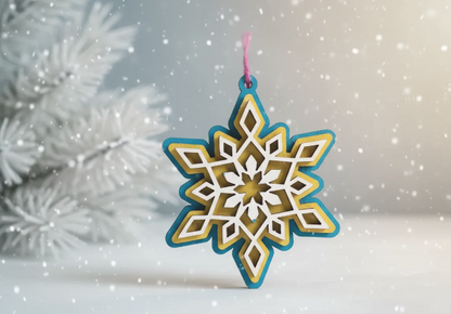 Adorno navidad pintado a mano copo de nieve