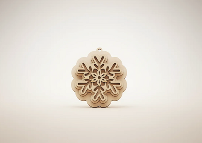 copo de nieve sin pintar 3d con 3 niveles de corte laser