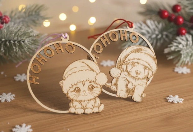 gato o perro bola de navidad para regalo, adorno navideño de gato o perro para colgar en el arbol, bola de navidad