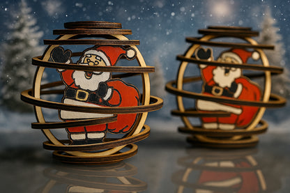 Adorno navideño de madera con Papá Noel – Hecho con láser y pintado a mano