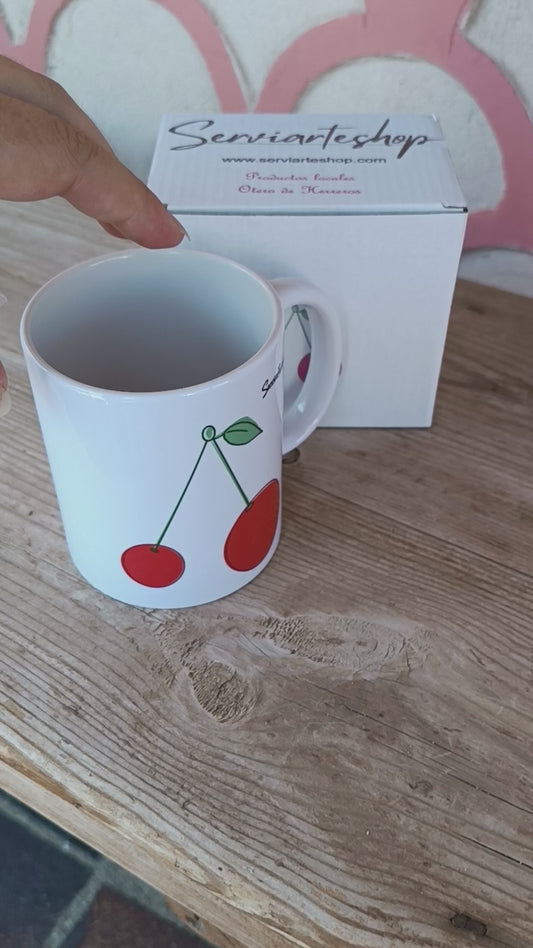 Taza de cerezas minimalista