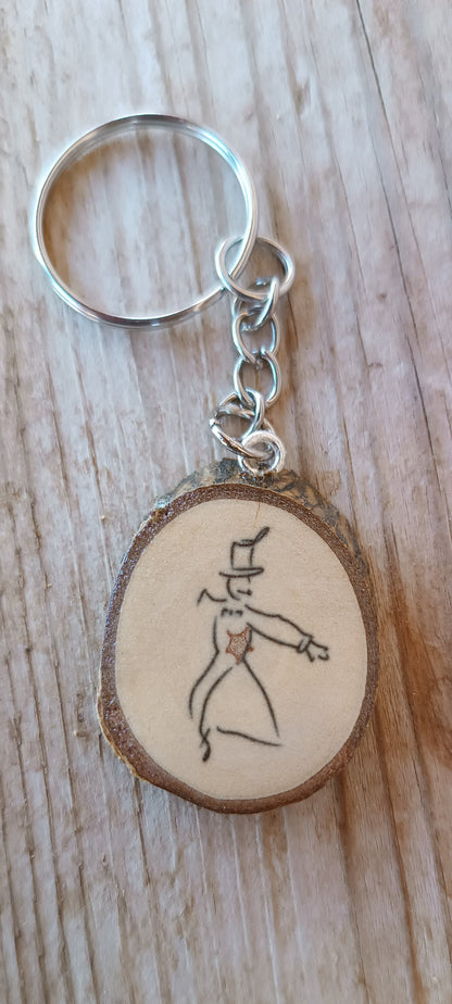Llavero artesanal de madera de chopo – Pintado o sublimado a mano, con encanto natural