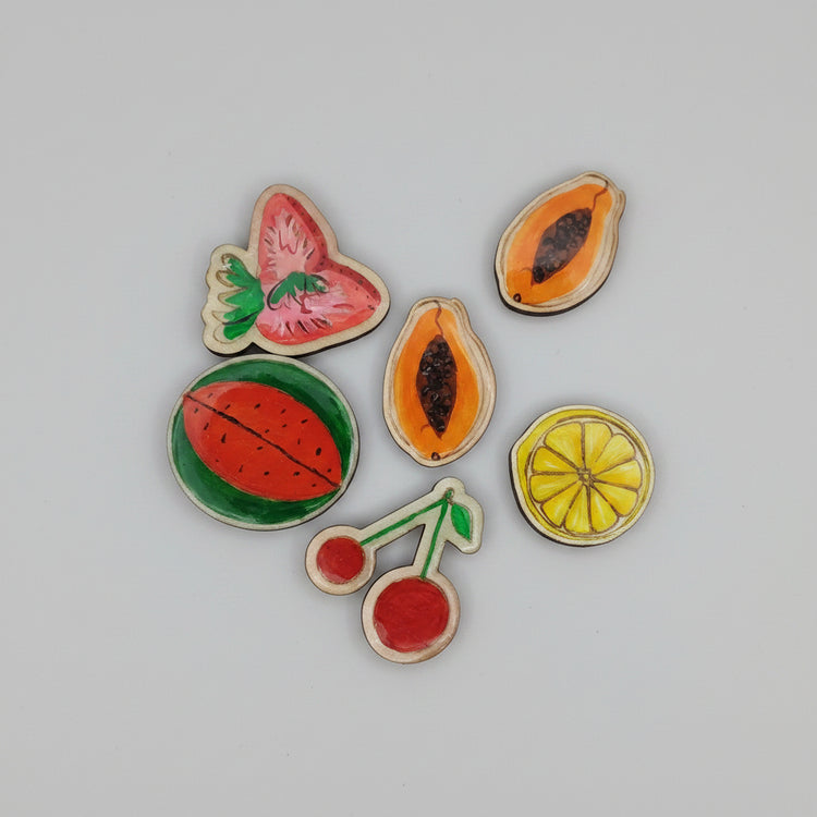 Imanes Tutti Frutti artesanales con ilustraciones de frutas dibujadas a mano – SerViArte