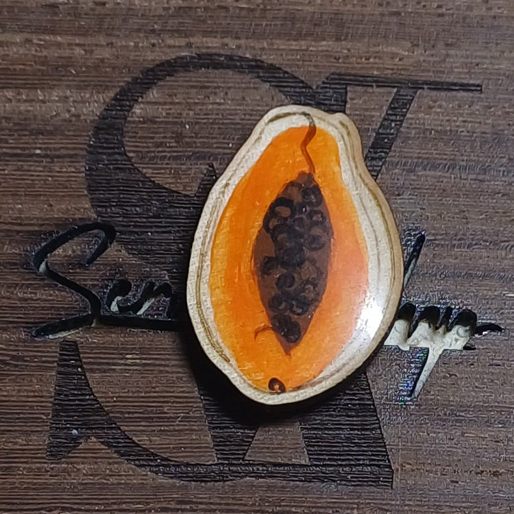 Imán Tutti Frutti artesanal con limón dibujado a mano SerViArte