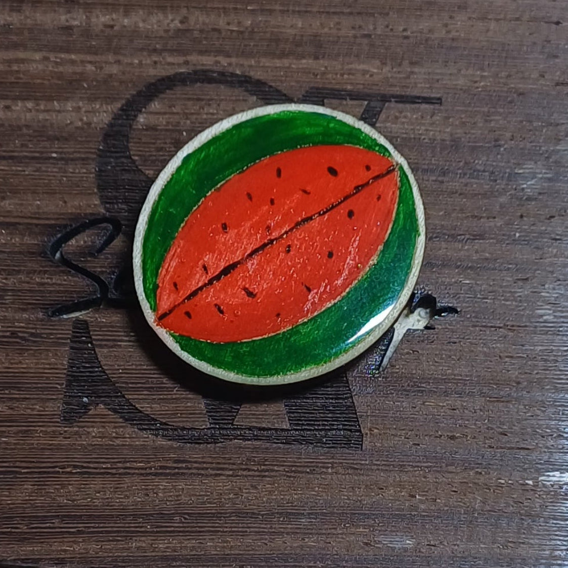 Imán Tutti Frutti con papaya pintada a mano, decoración SerViArteShop