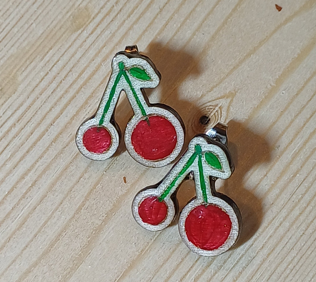 Pendientes Tutti Frutti de madera con sandía dibujada a mano SerViArte Segovia