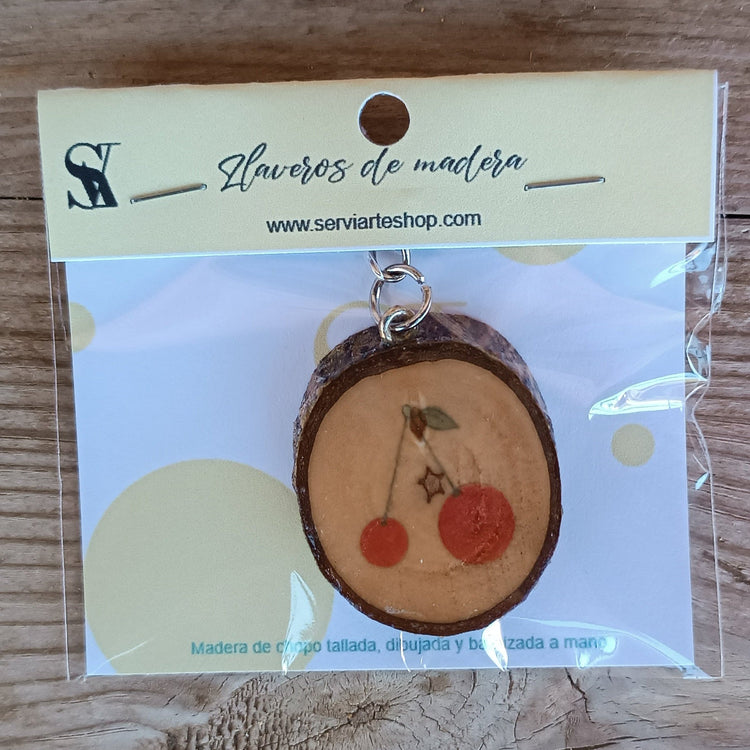 Llavero artesanal de madera con diseño de estrella dibujada a mano – SerViArte