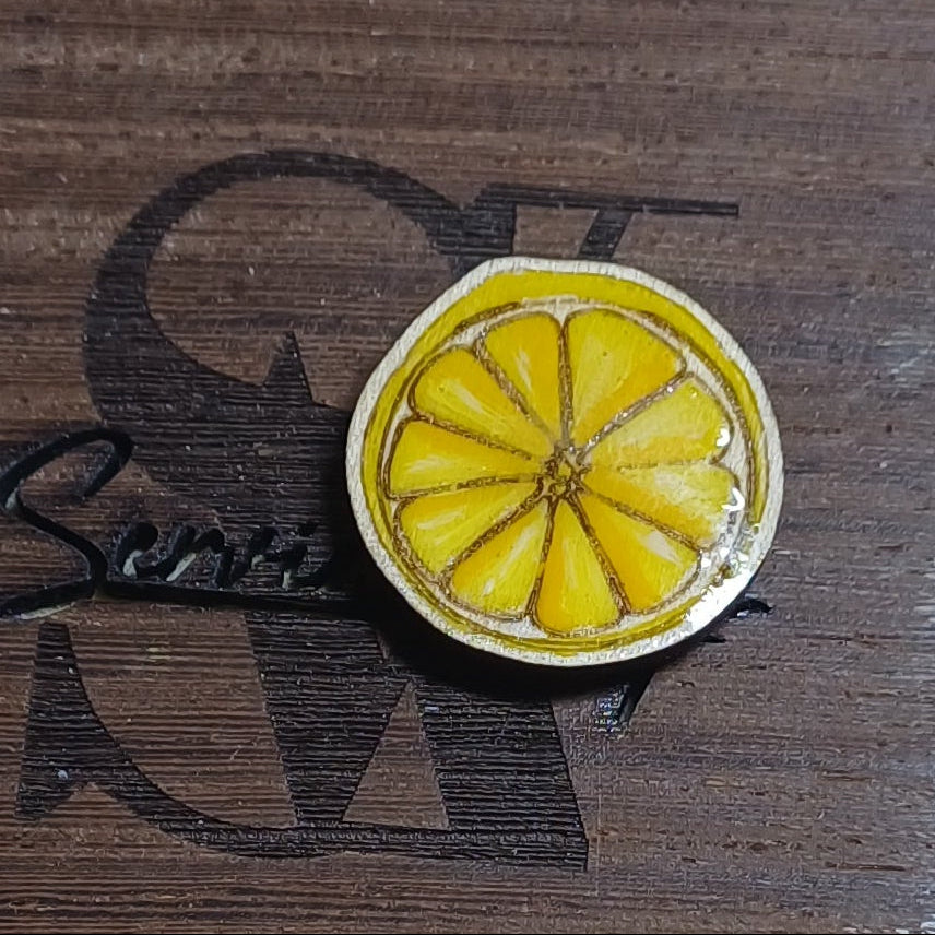 Imán de madera Tutti Frutti con ilustración de fruta pintada a mano SerViArte