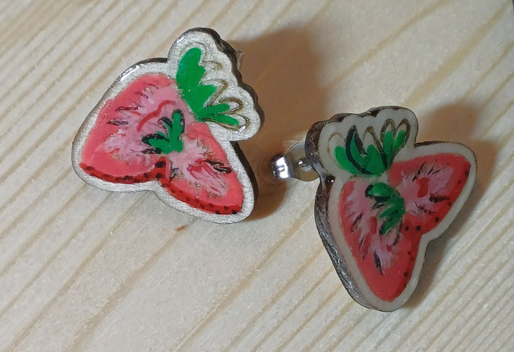 Pendientes Tutti Frutti de madera con ilustración de frutas tropicales SerViArte