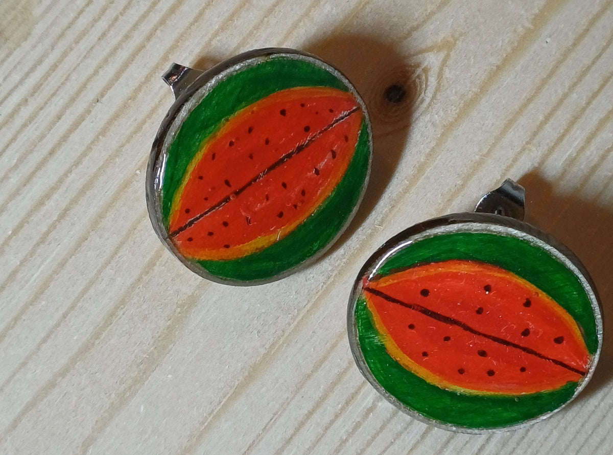 Pendientes Tutti Frutti artesanales de madera con cereza pintada a mano SerViArte
