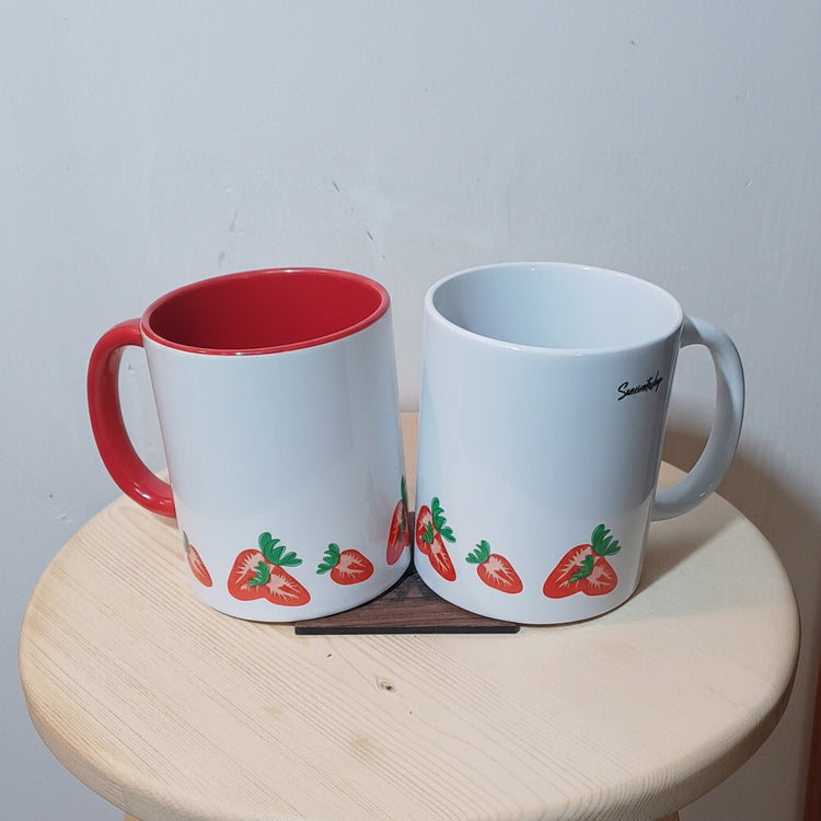 Tazas Tutti Frutti de cerámica con ilustraciones de frutas dibujadas a mano – SerViArte