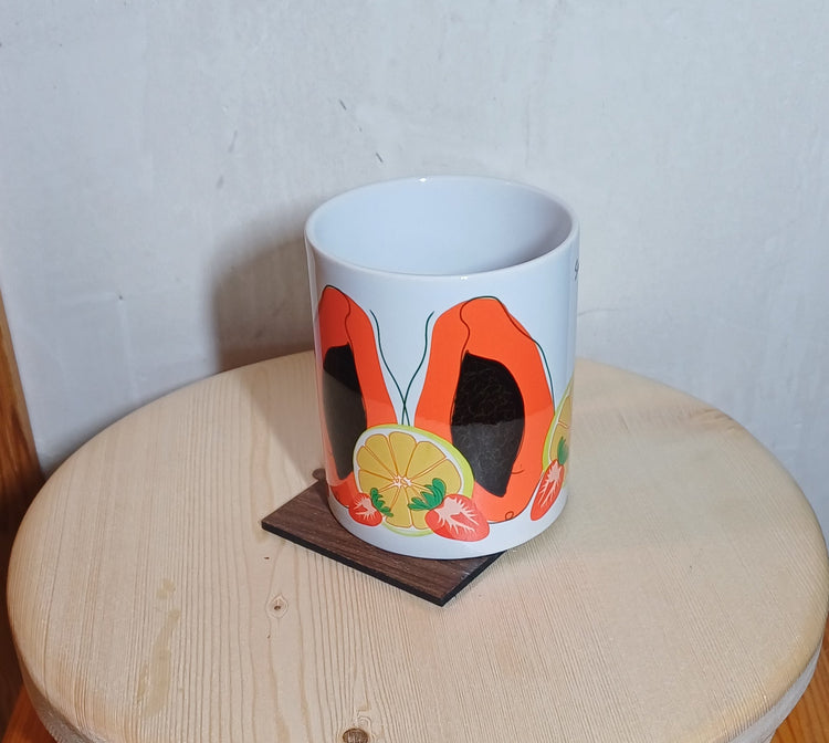 Tazas colección Tutti Frutti cerámica artesanal con frutas dibujadas a mano SerViArte