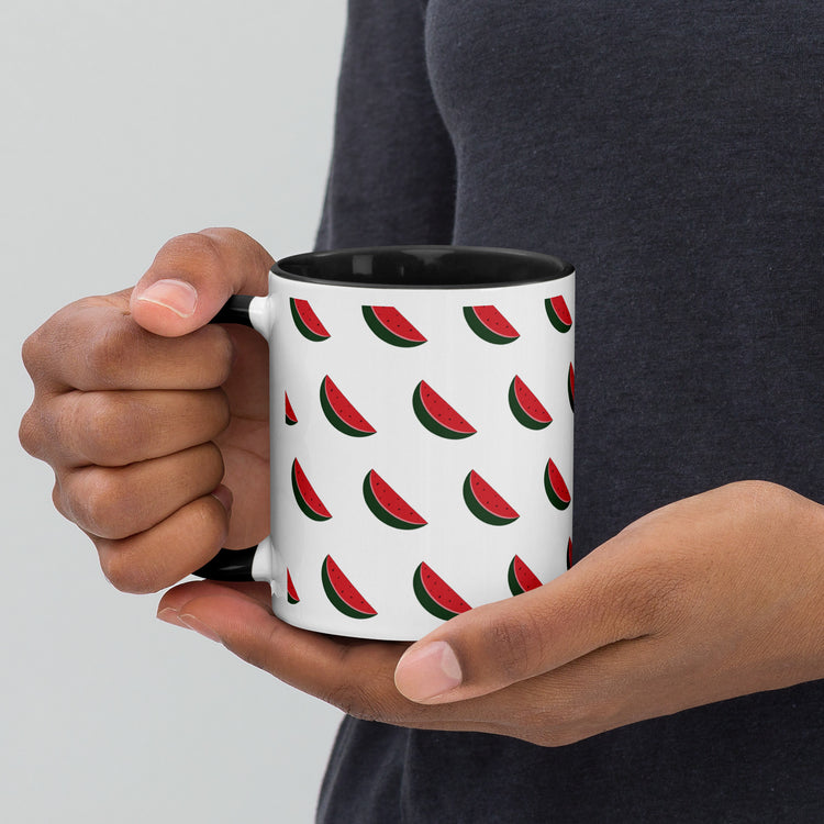 Taza Paraíso con interior negro e ilustración de frutas dibujada a mano – SerViArteShop